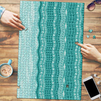Vintage Teal Hawaiian Traditional Kapa Mix Flowers Lei Puzzle