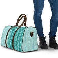 Vintage Teal Hawaiian Traditional Kapa Mix Flowers Lei Travel Bag
