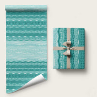 Vintage Teal Hawaiian Traditional Kapa Mix Flowers Lei Wrapping Paper