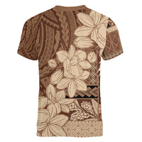 Samoa Women's Day Women V Neck T Shirt Tiale Flower Mix Siapo Tapa LT7 - Polynesian Pride