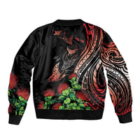 Aloha Hawaii Manta Rays Bomber Jacket Red Ohia Lehua