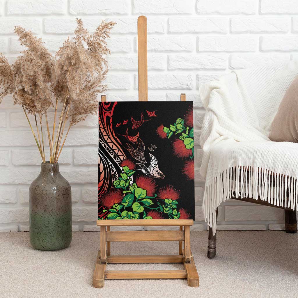 Aloha Hawaii Manta Rays Canvas Wall Art Red Ohia Lehua
