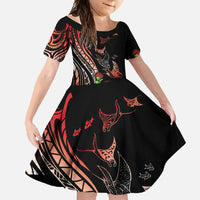 Aloha Hawaii Manta Rays Family Matching Mermaid Dress and Hawaiian Shirt Red Ohia Lehua