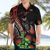 Aloha Hawaii Manta Rays Hawaiian Shirt Red Ohia Lehua