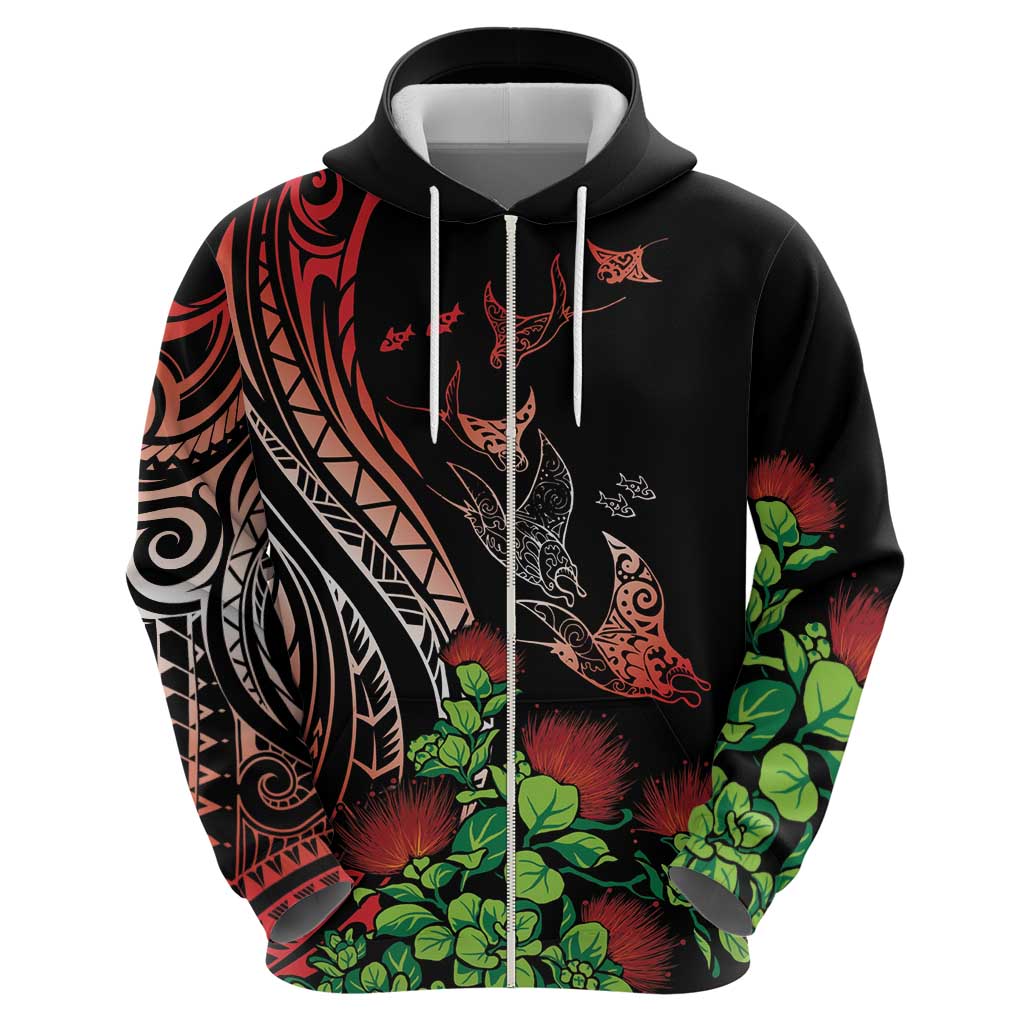 Aloha Hawaii Manta Rays Hoodie Red Ohia Lehua