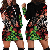 Aloha Hawaii Manta Rays Hoodie Dress Red Ohia Lehua
