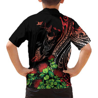 Aloha Hawaii Manta Rays Kid Hawaiian Shirt Red Ohia Lehua LT7 - Polynesian Pride