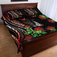 Aloha Hawaii Manta Rays Quilt Bed Set Red Ohia Lehua