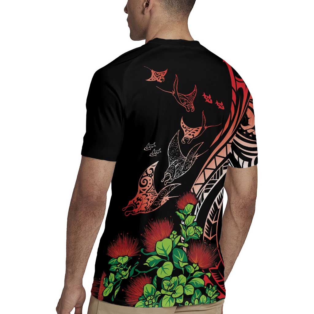 Aloha Hawaii Manta Rays Rugby Jersey Red Ohia Lehua