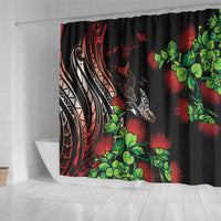 Aloha Hawaii Manta Rays Shower Curtain Red Ohia Lehua