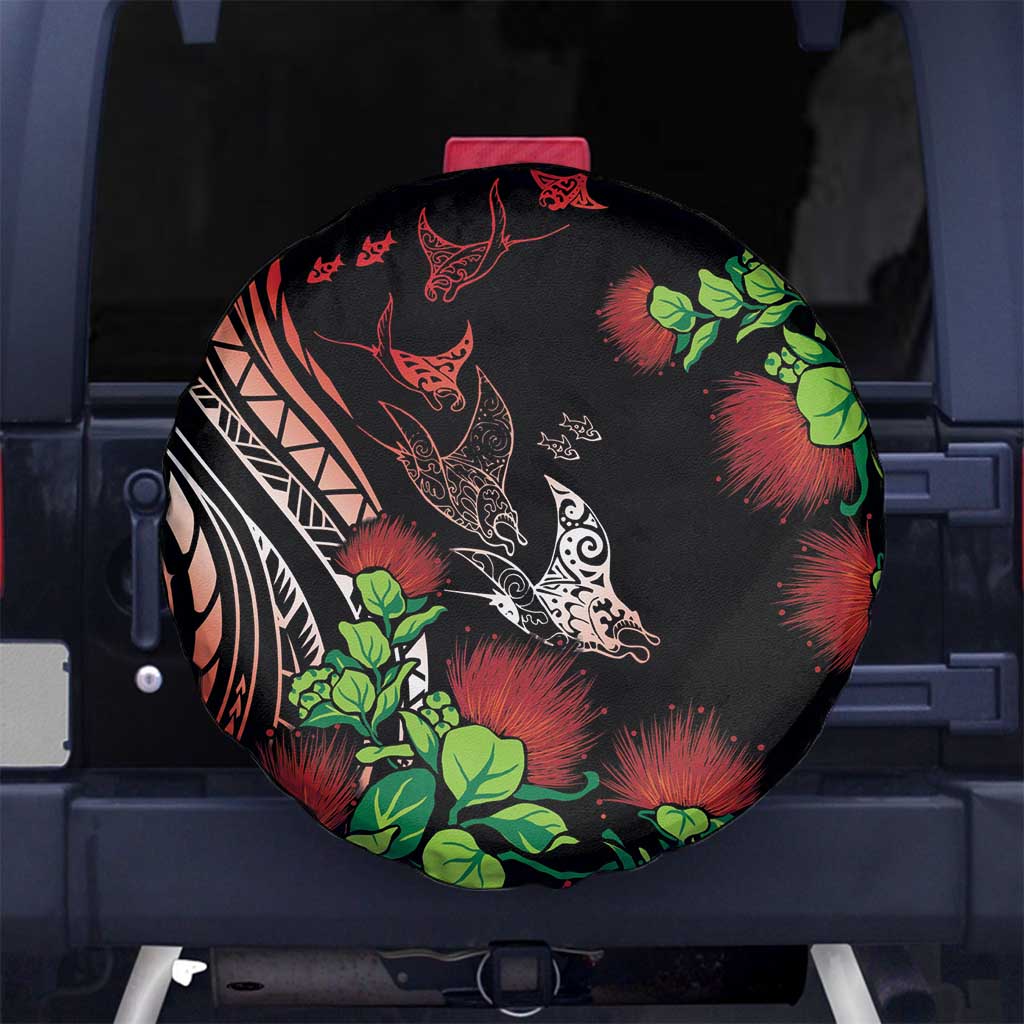 Aloha Hawaii Manta Rays Spare Tire Cover Red Ohia Lehua