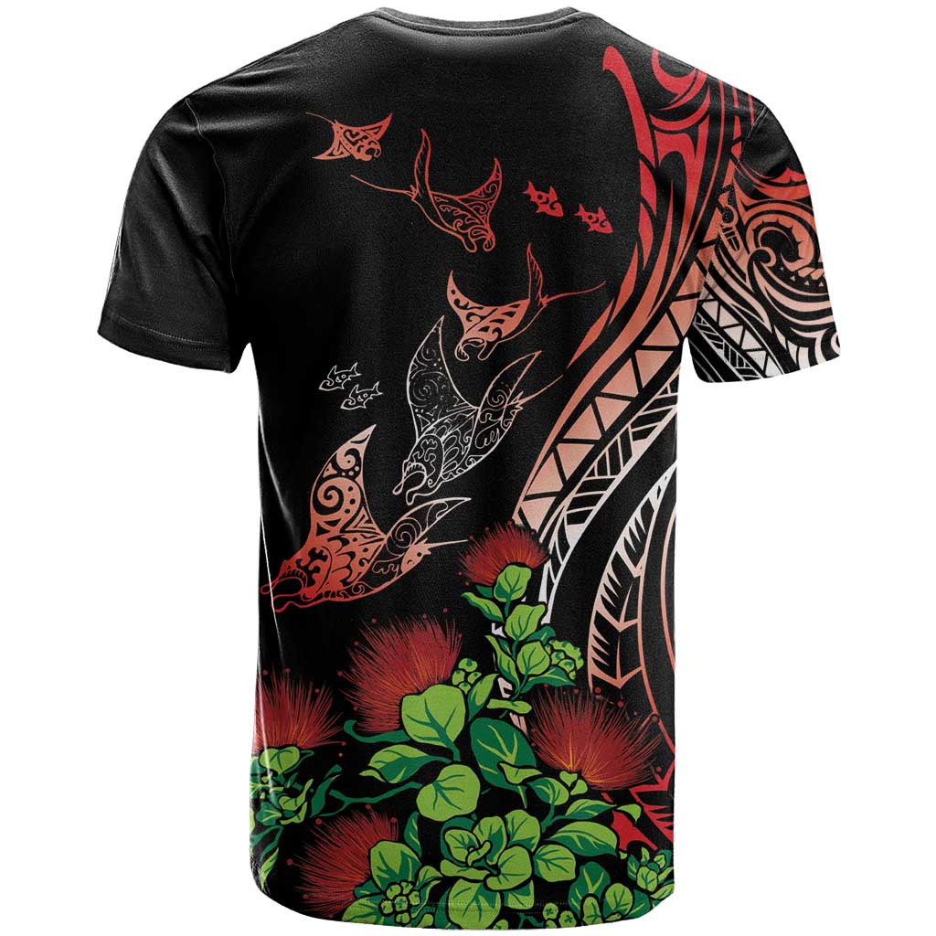 Aloha Hawaii Manta Rays T Shirt Red Ohia Lehua