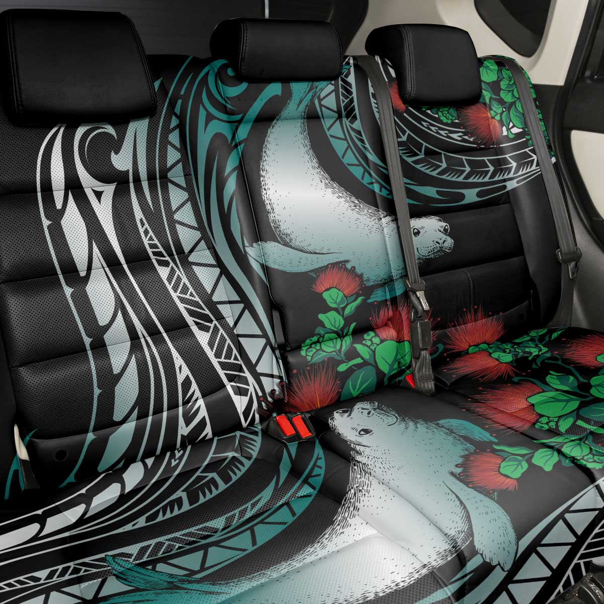 Aloha Hawaii Monk Seal Back Car Seat Cover Mix Ohia Lehua