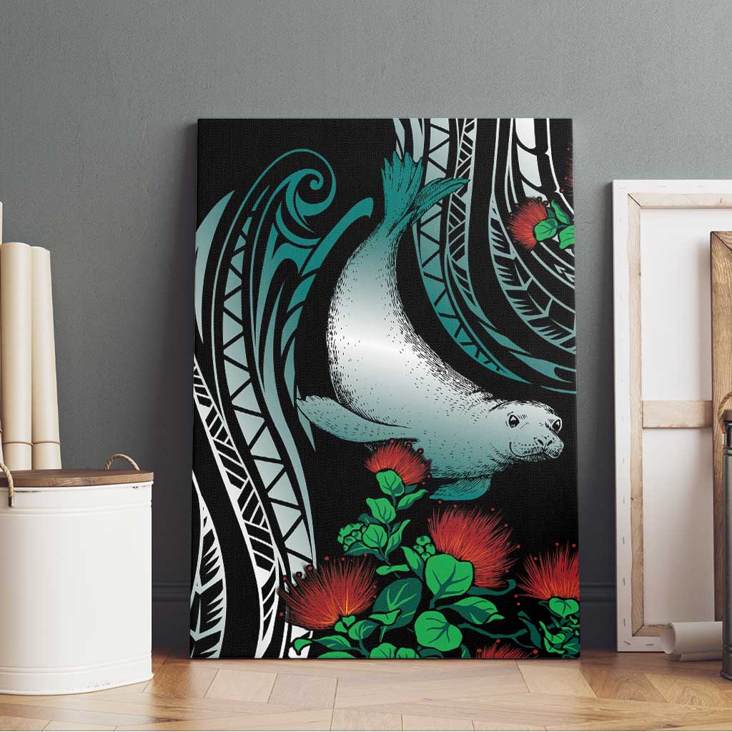 Aloha Hawaii Monk Seal Canvas Wall Art Mix Ohia Lehua