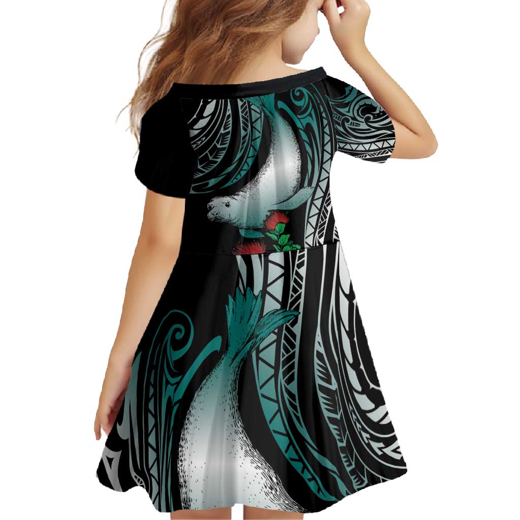 Aloha Hawaii Monk Seal Family Matching Long Sleeve Bodycon Dress and Hawaiian Shirt Mix Ohia Lehua