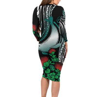 Aloha Hawaii Monk Seal Family Matching Long Sleeve Bodycon Dress and Hawaiian Shirt Mix Ohia Lehua