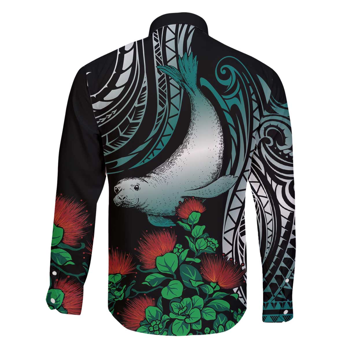 Aloha Hawaii Monk Seal Family Matching Off The Shoulder Long Sleeve Dress and Hawaiian Shirt Mix Ohia Lehua