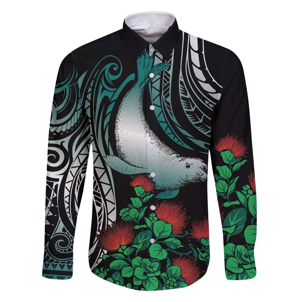 Aloha Hawaii Monk Seal Family Matching Off Shoulder Maxi Dress and Hawaiian Shirt Mix Ohia Lehua