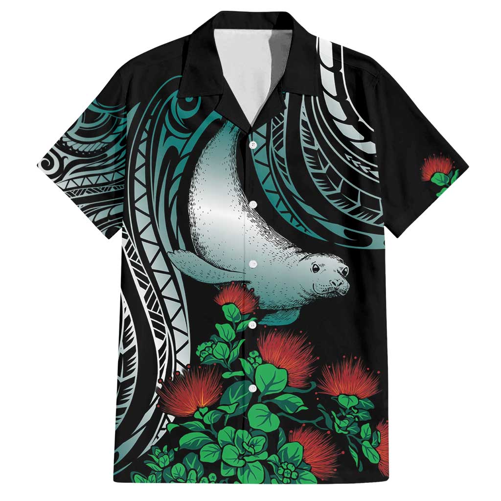 Aloha Hawaii Monk Seal Family Matching Off Shoulder Short Dress and Hawaiian Shirt Mix Ohia Lehua