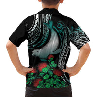 Aloha Hawaii Monk Seal Family Matching Short Sleeve Bodycon Dress and Hawaiian Shirt Mix Ohia Lehua