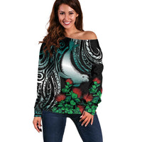 Aloha Hawaii Monk Seal Off Shoulder Sweater Mix Ohia Lehua