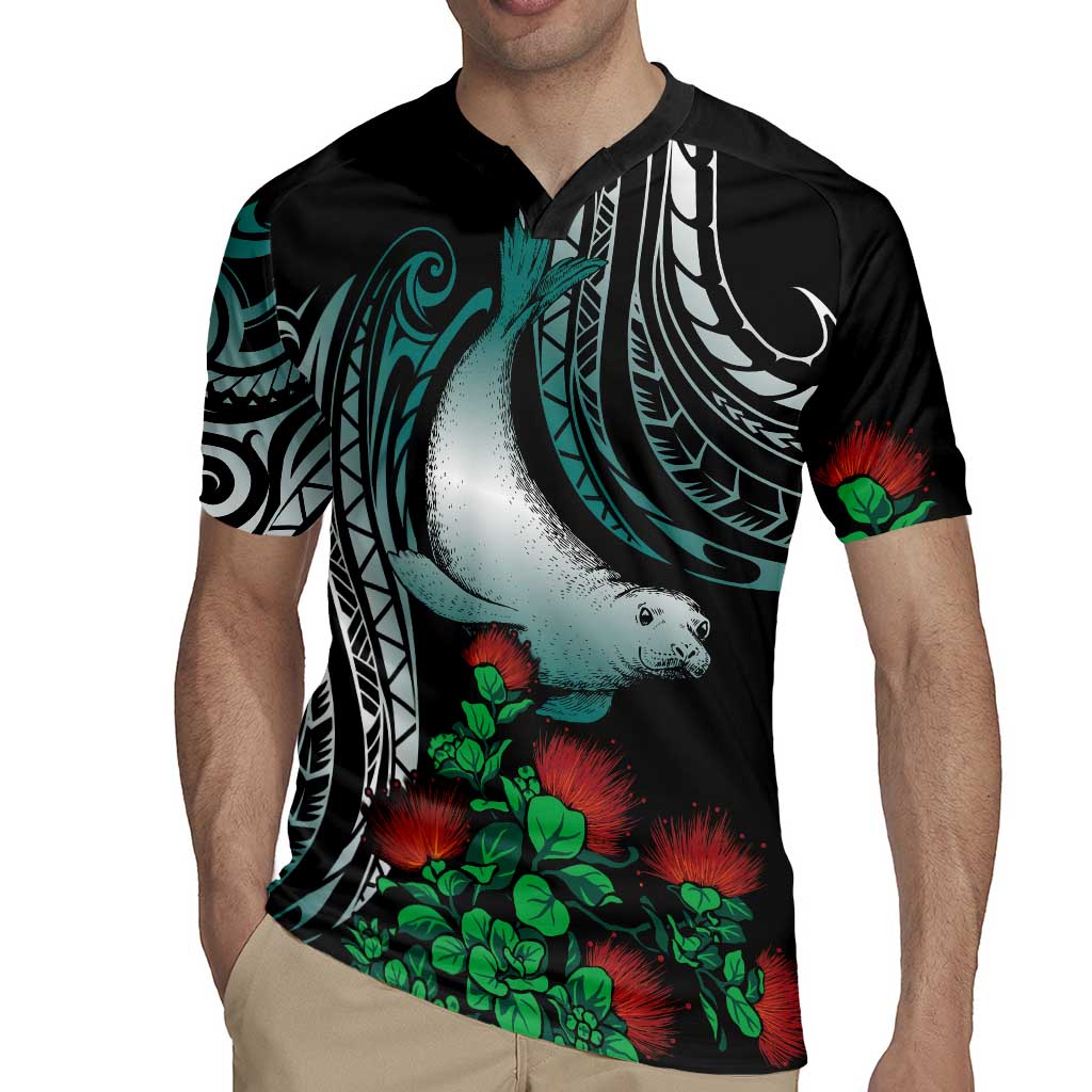 Aloha Hawaii Monk Seal Rugby Jersey Mix Ohia Lehua