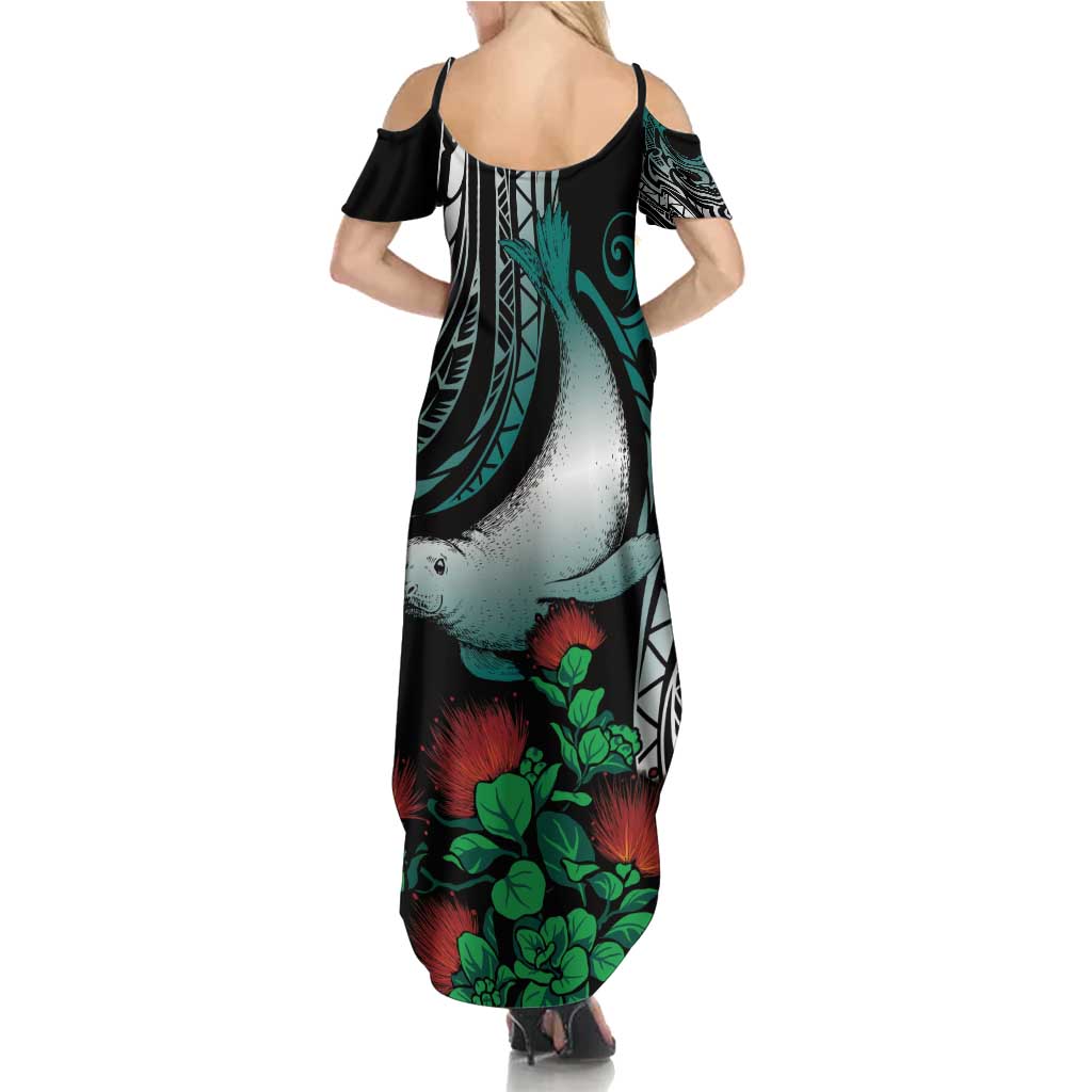 Aloha Hawaii Monk Seal Summer Maxi Dress Mix Ohia Lehua