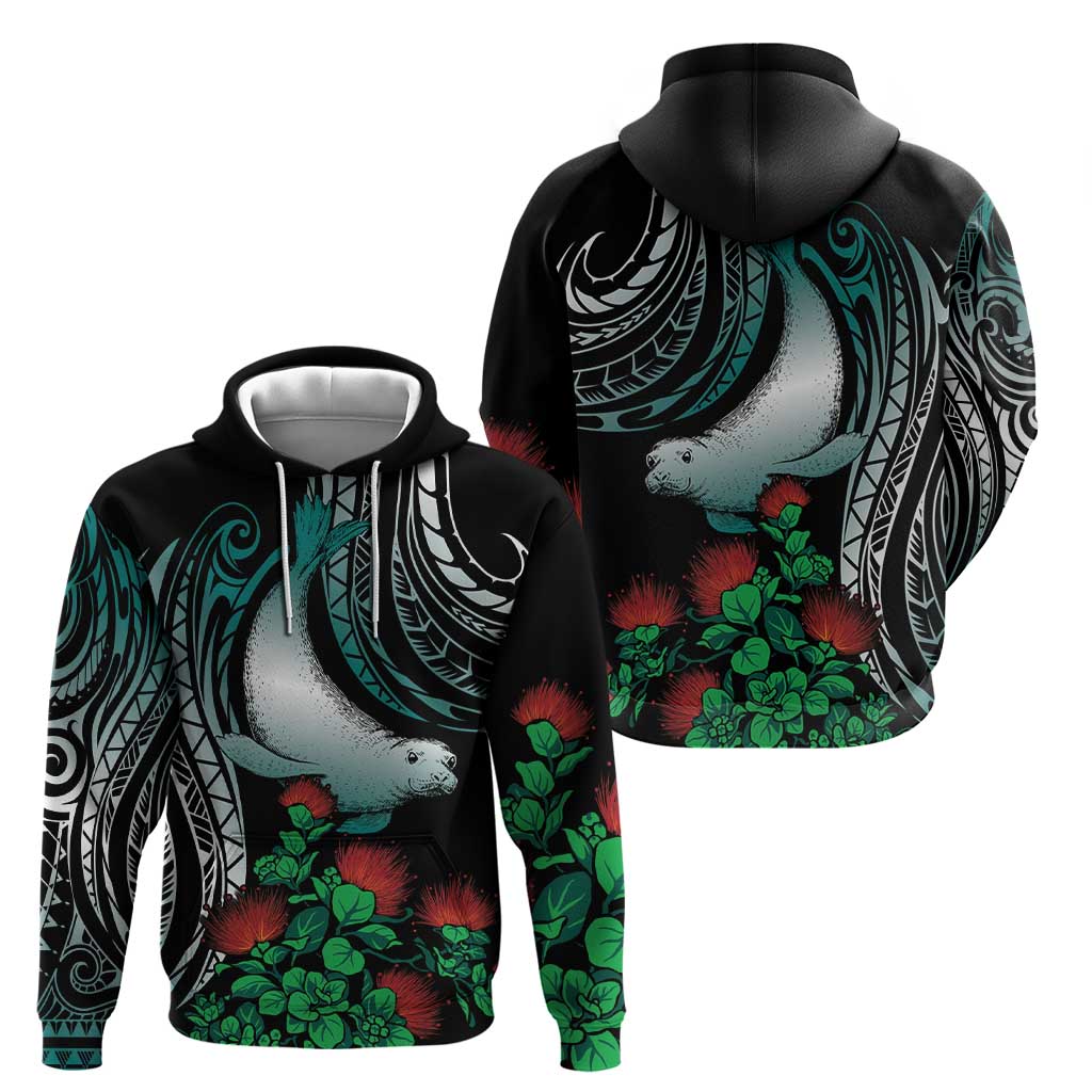 Aloha Hawaii Monk Seal Zip Hoodie Mix Ohia Lehua