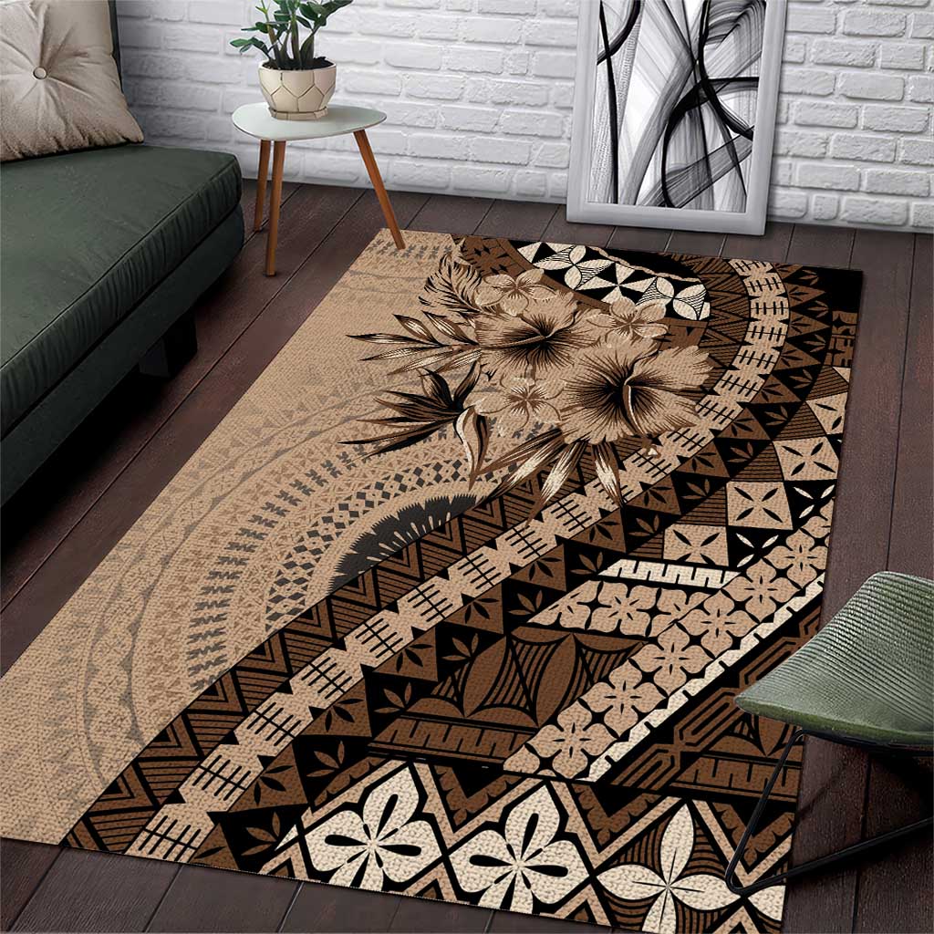 Bula Fiji Area Rug Mocha Brown Kaivity Masi Tapa