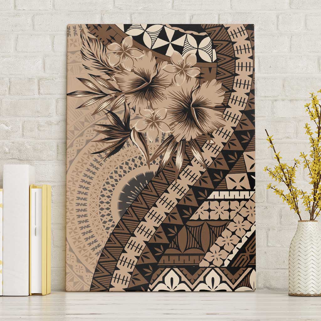 Bula Fiji Canvas Wall Art Mocha Brown Kaivity Masi Tapa