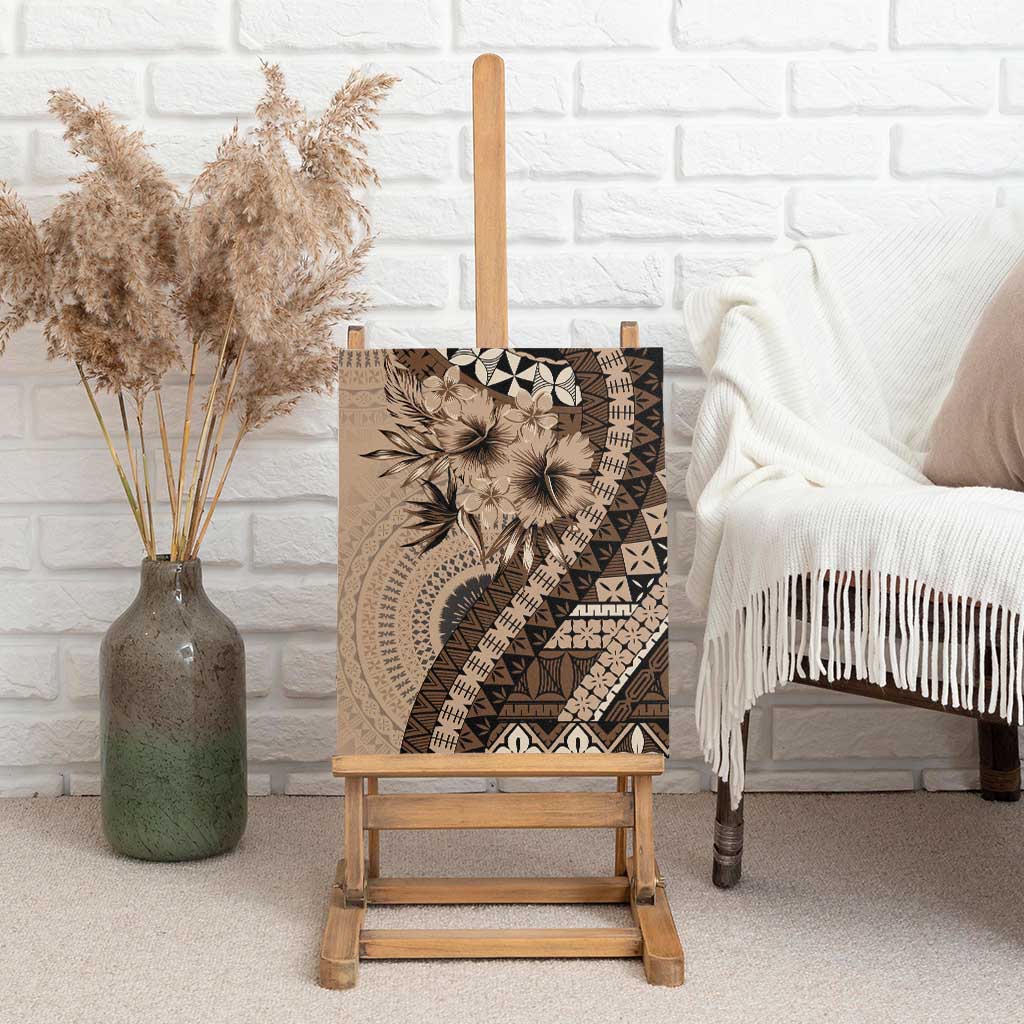 Bula Fiji Canvas Wall Art Mocha Brown Kaivity Masi Tapa