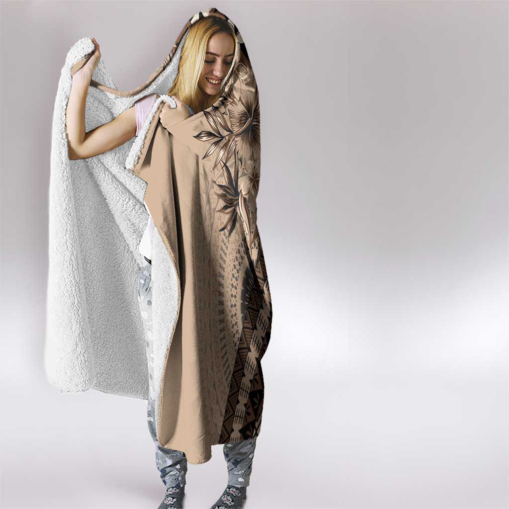 Bula Fiji Hooded Blanket Mocha Brown Kaivity Masi Tapa