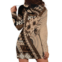 Bula Fiji Hoodie Dress Mocha Brown Kaivity Masi Tapa