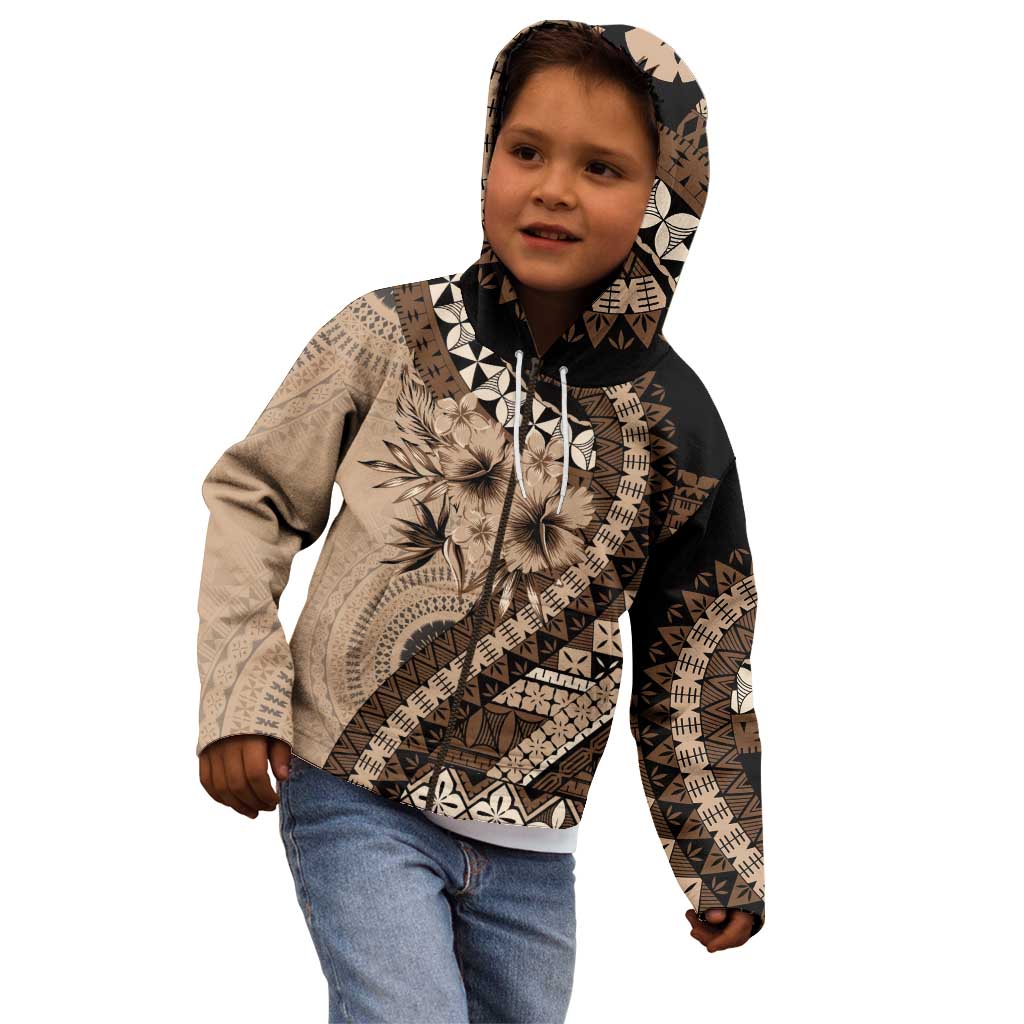 Bula Fiji Kid Hoodie Mocha Brown Kaivity Masi Tapa