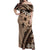 Bula Fiji Off Shoulder Maxi Dress Mocha Brown Kaivity Masi Tapa