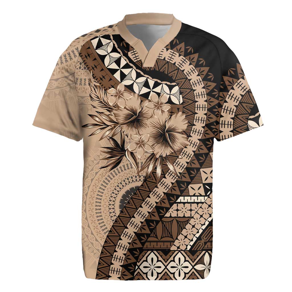 Bula Fiji Rugby Jersey Mocha Brown Kaivity Masi Tapa