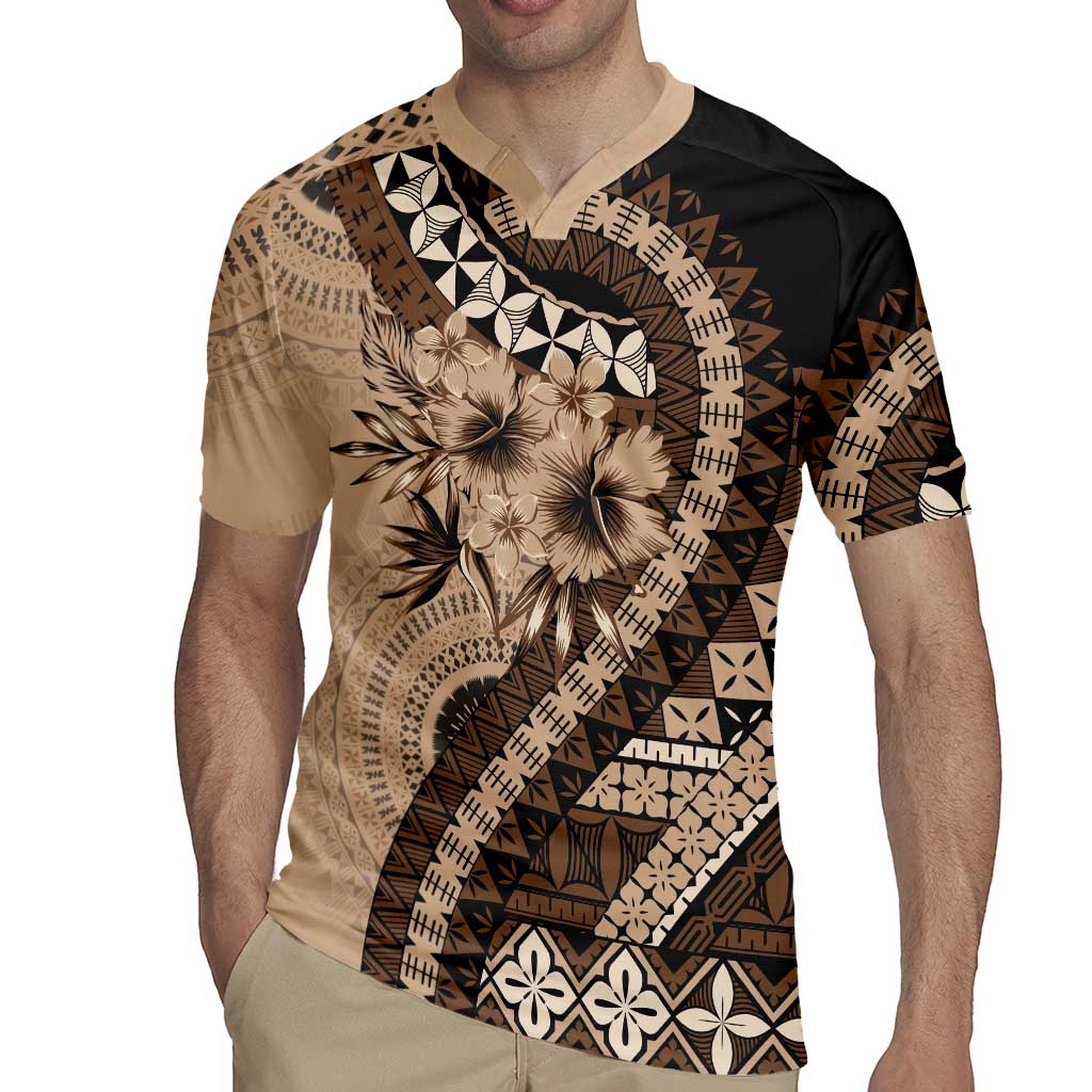 Bula Fiji Rugby Jersey Mocha Brown Kaivity Masi Tapa
