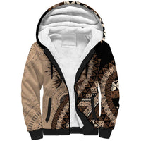 Bula Fiji Sherpa Hoodie Mocha Brown Kaivity Masi Tapa