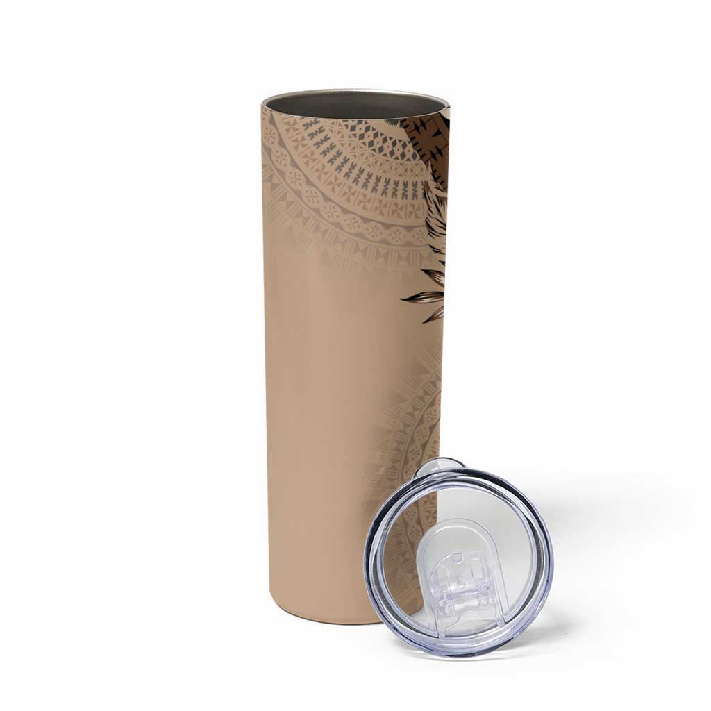 Bula Fiji Skinny Tumbler Mocha Brown Kaivity Masi Tapa
