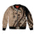 Bula Fiji Sleeve Zip Bomber Jacket Mocha Brown Kaivity Masi Tapa