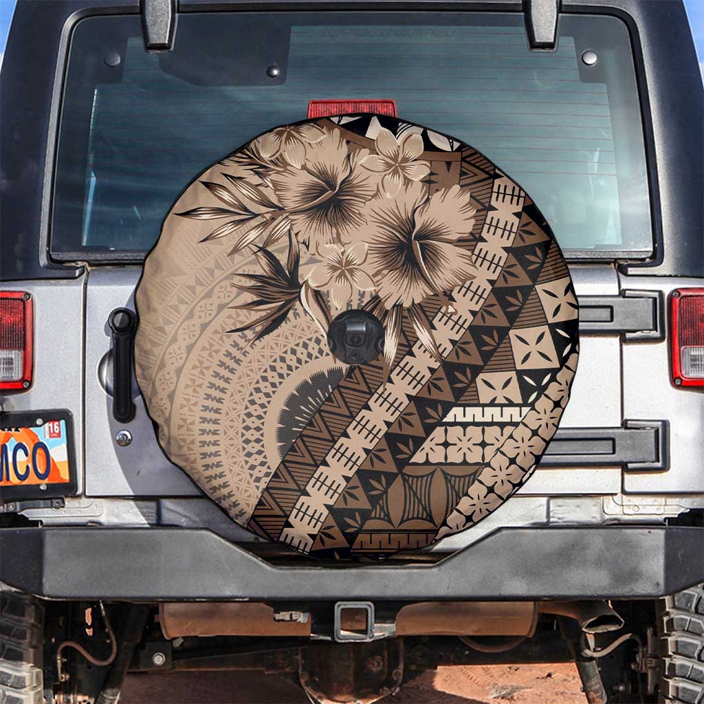 Bula Fiji Spare Tire Cover Mocha Brown Kaivity Masi Tapa