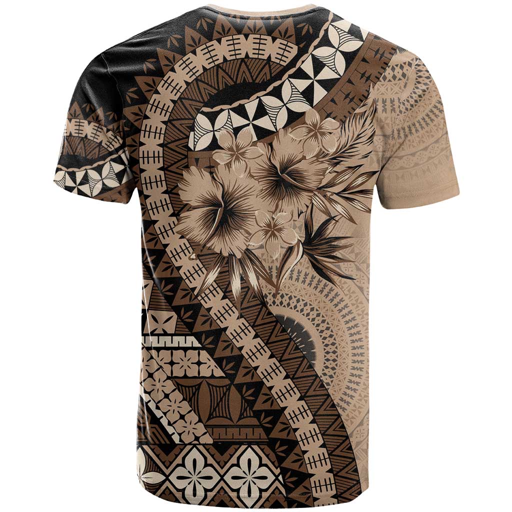 Bula Fiji T Shirt Mocha Brown Kaivity Masi Tapa
