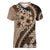 Bula Fiji Women V-Neck T-Shirt Mocha Brown Kaivity Masi Tapa