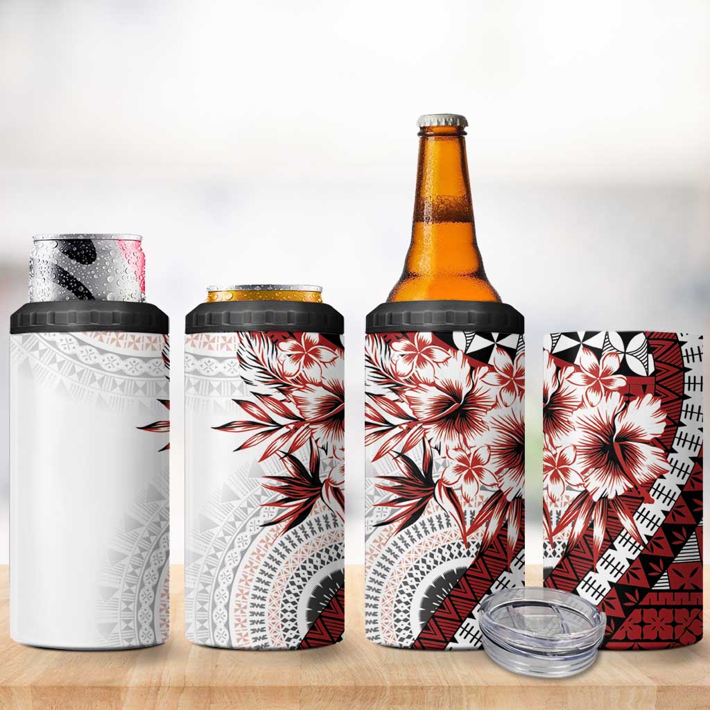 Bula Fiji 4 in 1 Can Cooler Tumbler White Kaivity Masi Tapa