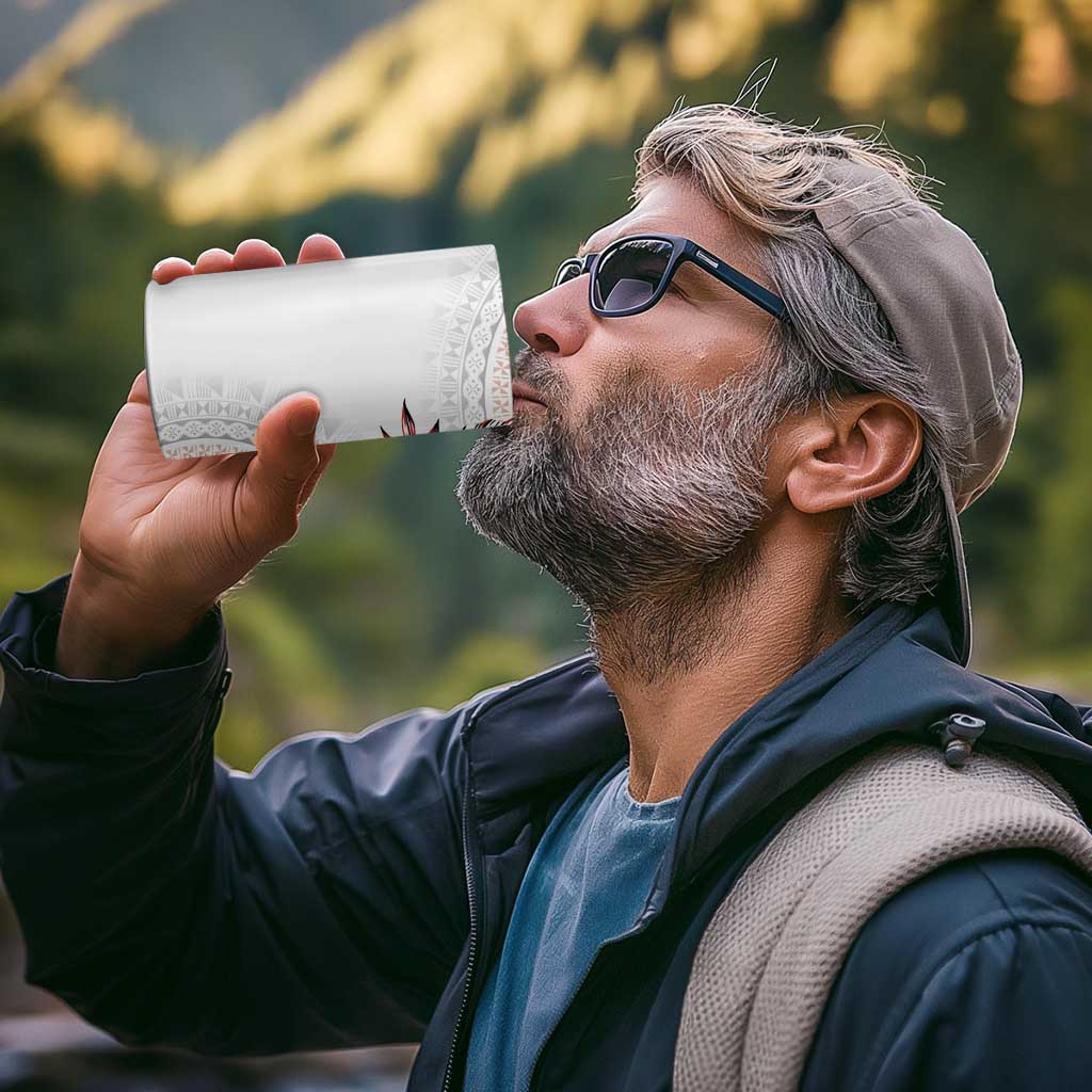 Bula Fiji 4 in 1 Can Cooler Tumbler White Kaivity Masi Tapa