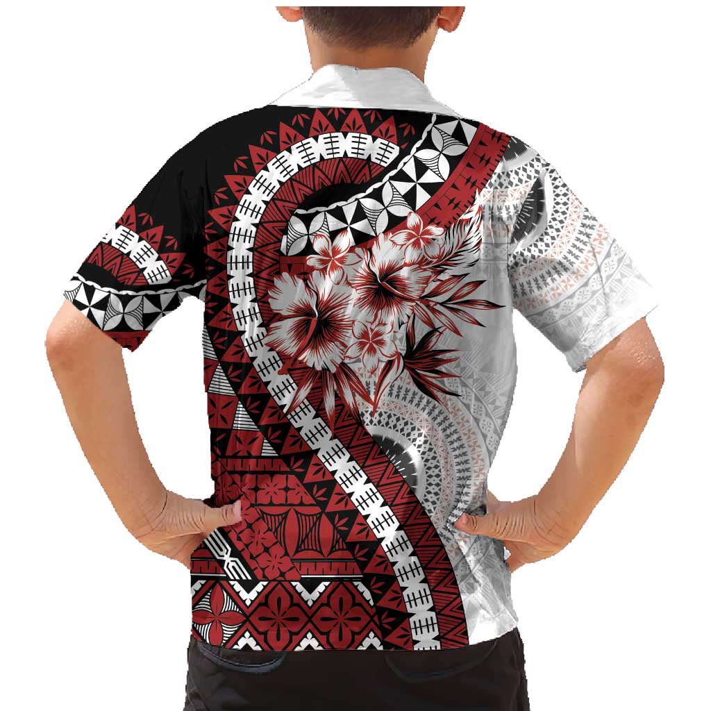 Bula Fiji Family Matching Mermaid Dress and Hawaiian Shirt White Kaivity Masi Tapa