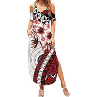Bula Fiji Family Matching Summer Maxi Dress and Hawaiian Shirt White Kaivity Masi Tapa