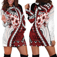 Bula Fiji Hoodie Dress White Kaivity Masi Tapa