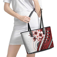 Bula Fiji Leather Tote Bag White Kaivity Masi Tapa