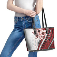 Bula Fiji Leather Tote Bag White Kaivity Masi Tapa